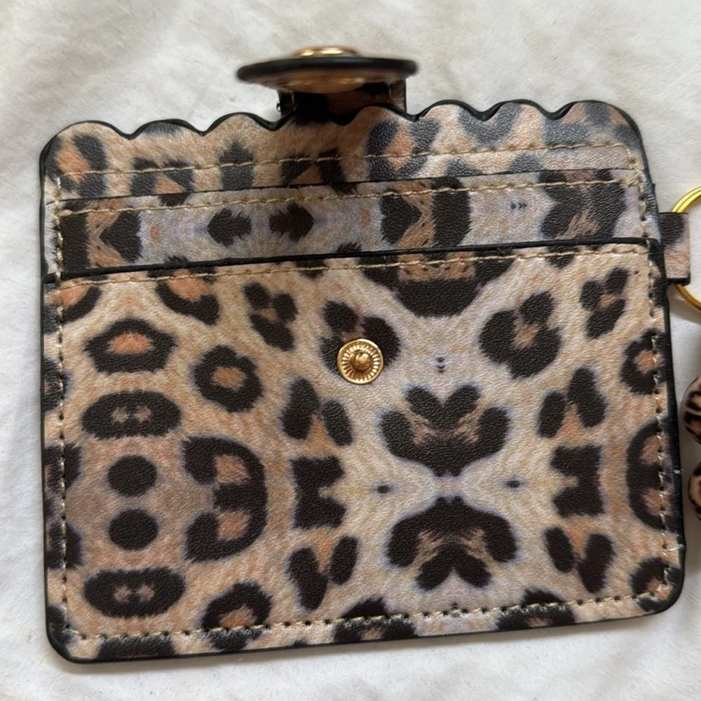 Leopard Print Card Holder with Wristband & Tassel